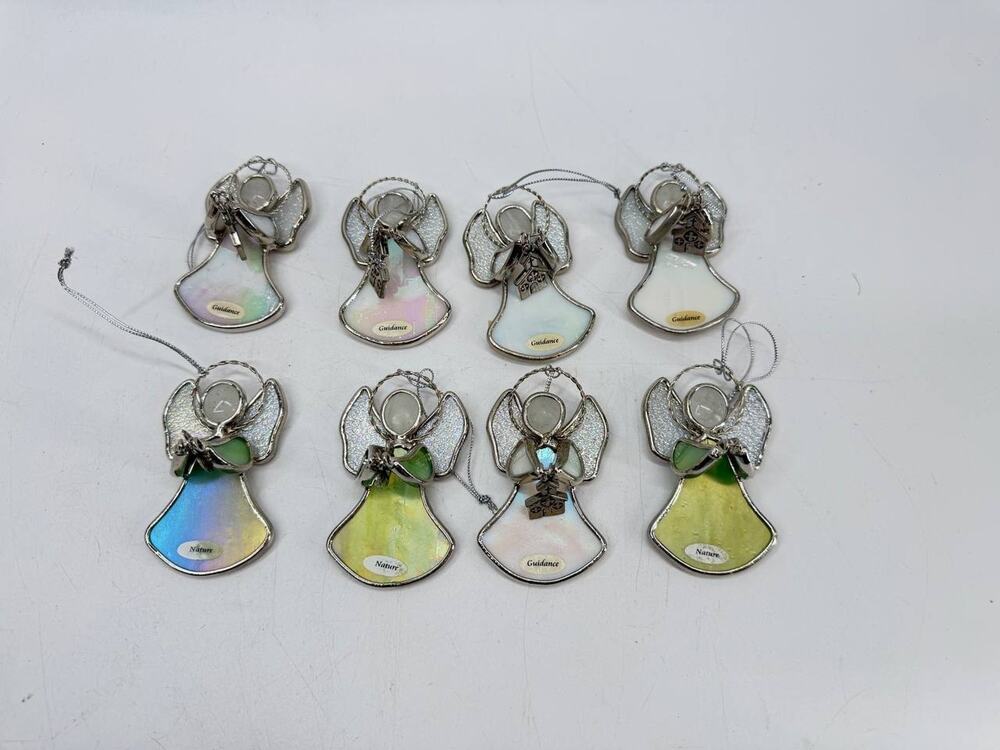 Ganz Stained Glass Angel Ornament Lot of 8 Nature Guidance Christmas Hanging